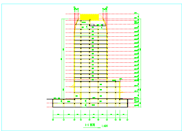 5.4万平米19层框剪结构商业办公楼平立面设计CAD图纸（1-4层商场）