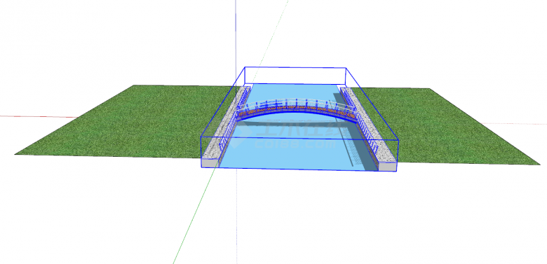 简约风格跨河木板拱桥su模型-图一