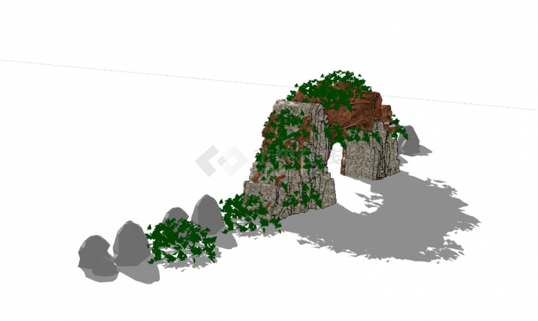 岩石植物类型景区大门入口su模型 -图二