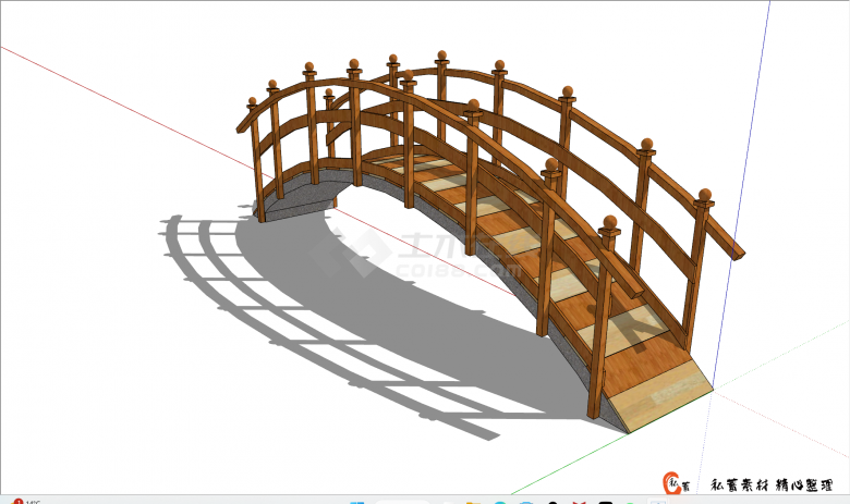 日式小型复古风格拱桥su模型-图二