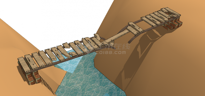 欧式古典木制破旧桥梁su模型-图二