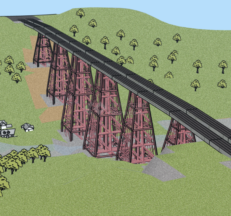 上跨式山区用高架桥桥梁su模型-图一