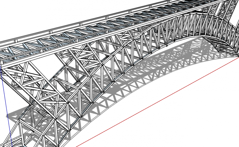 小型钢结构拱桥桥梁su模型-图二