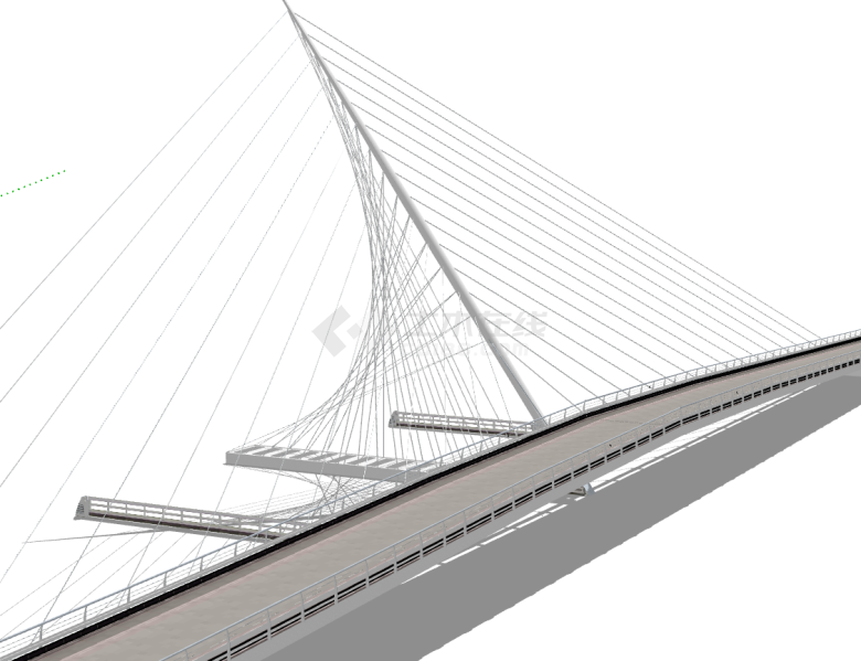 大型钢铁琴弦式斜拉桥梁su模型-图二