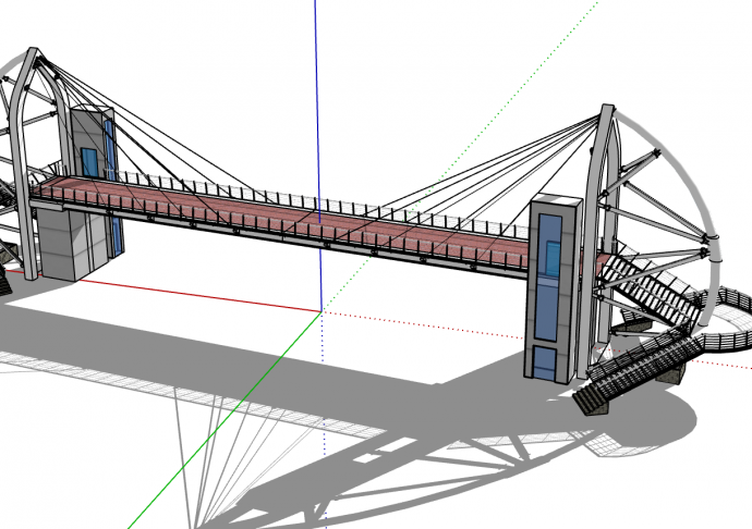 小型双塔钢斜拉桥梁su模型_图1