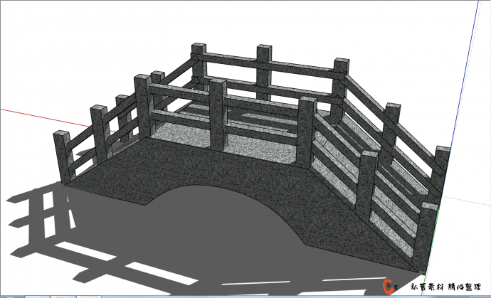 小型景区石桥拱桥的SU模型_图1