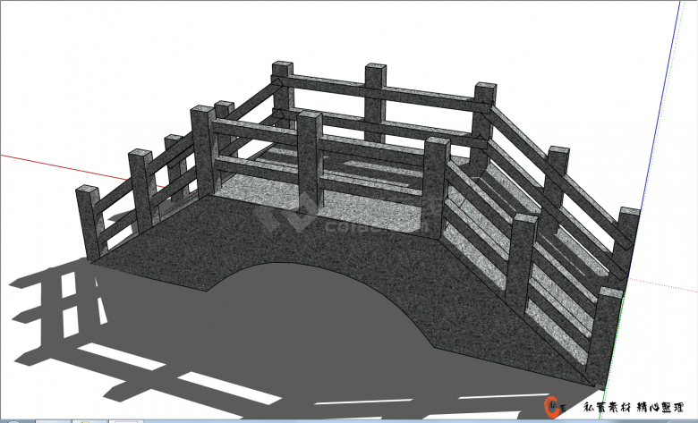 小型景区石桥拱桥的SU模型-图一
