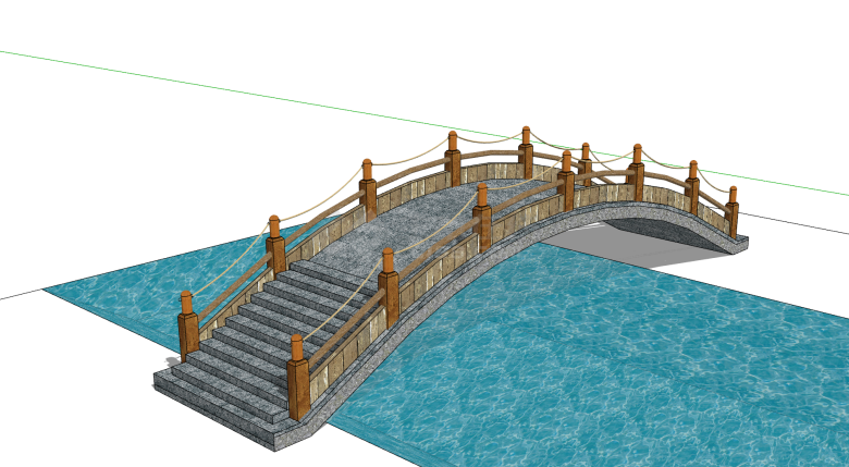 现代化新中式景观拱桥su模型-图二