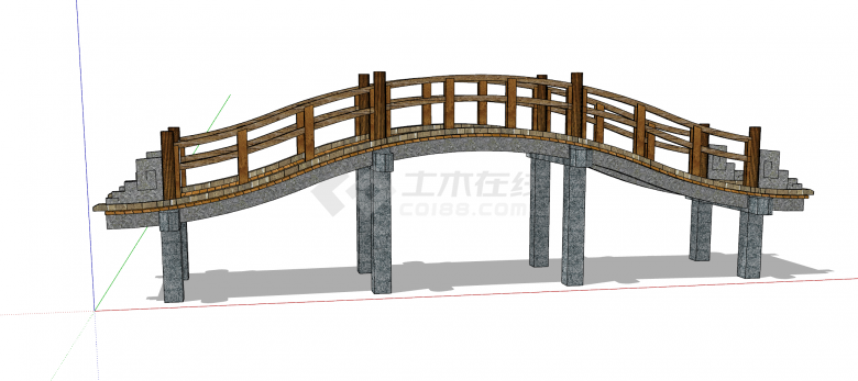 新中式景观拱桥su模型-图二