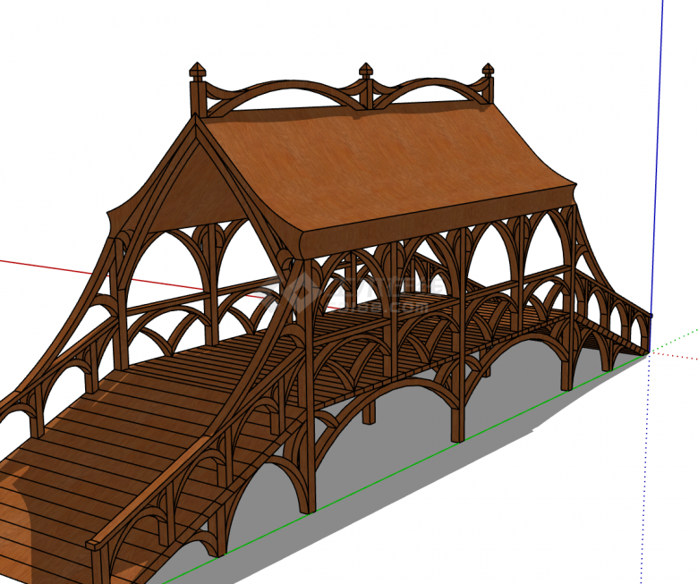小型古典型拱桥su模型-图一