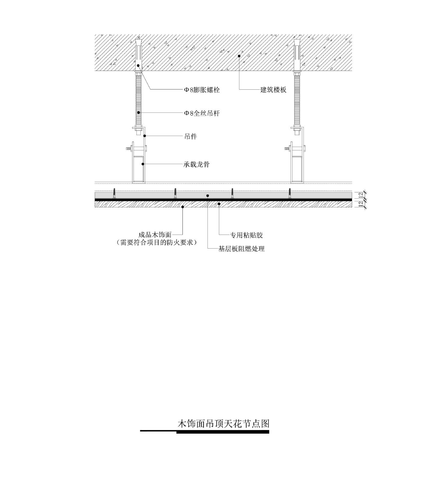 木饰面吊顶天花节点图