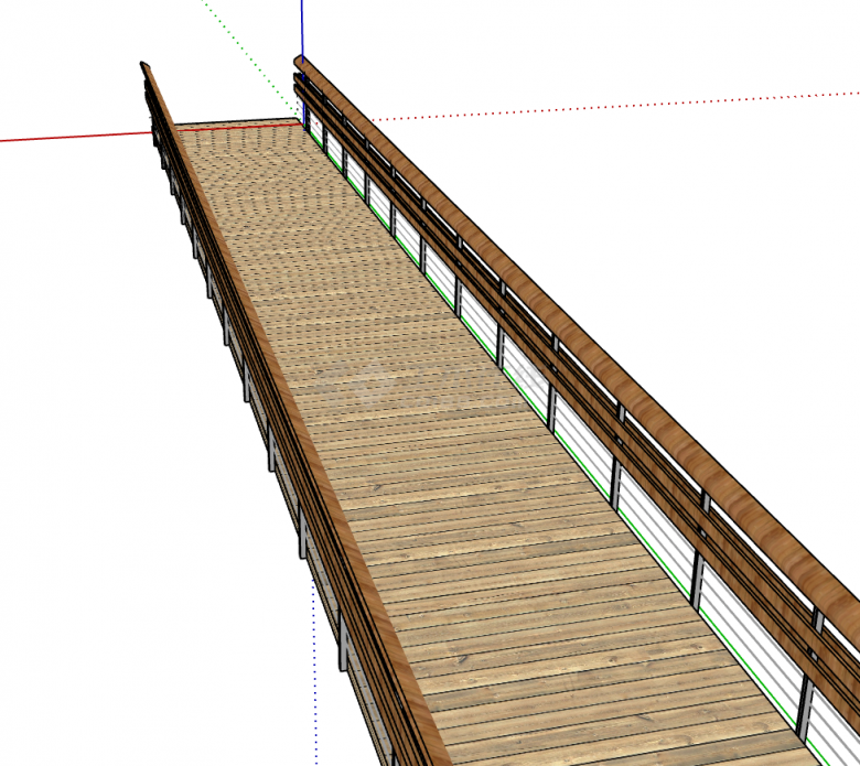 小型木制长廊型桥梁模板su模型-图二