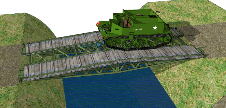 木制简约坦克通行桥su模型-图一