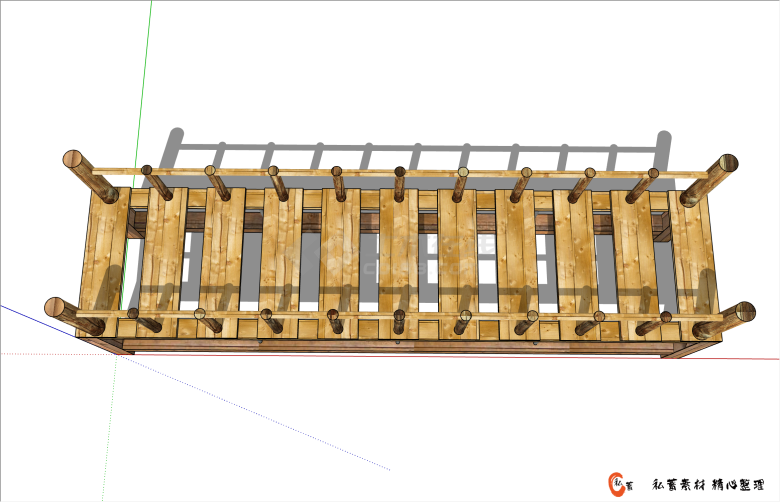 实木镂空拼接简约桥梁su模型-图二