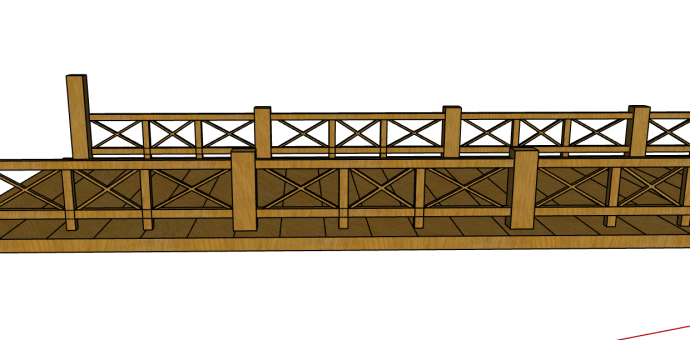 小型木制加宽长廊桥梁模板su模型_图1