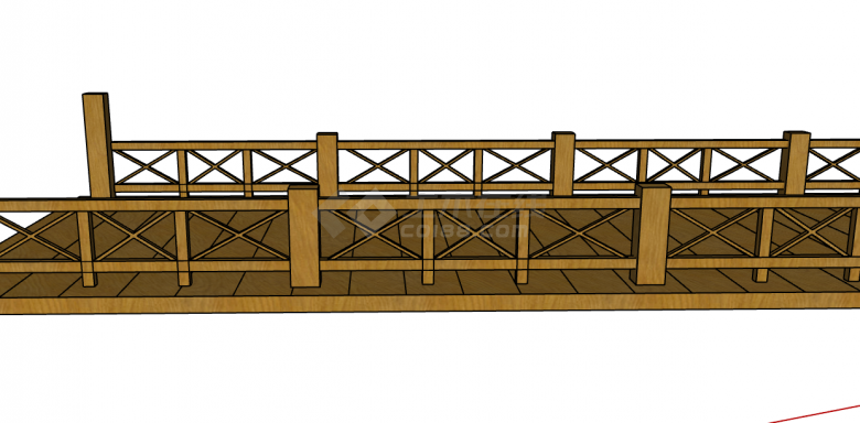 小型木制加宽长廊桥梁模板su模型-图一