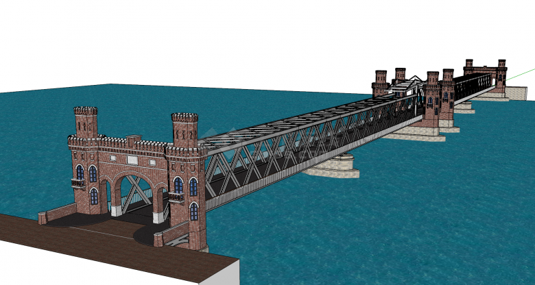 欧式风格大型钢制多结构类型桥梁su模型-图二