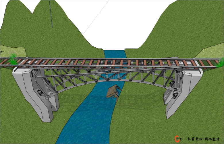 经典现代风格铁路桥su模型-图二