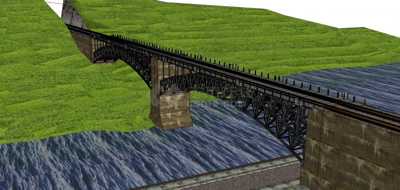 后现代化跨越山体多结构类型铁路桥梁su模型-图一