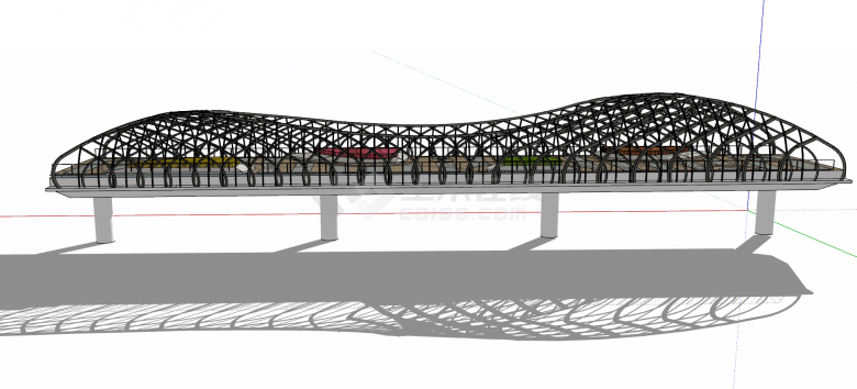 现代化公园景观观光一体化桥梁su模型-图二