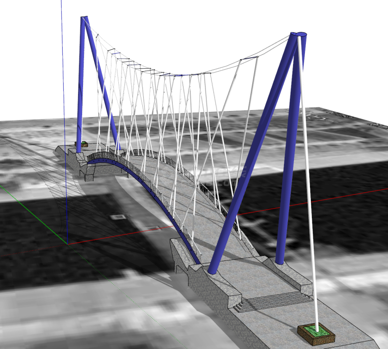 现代化大型创意造型悬索桥梁su模型-图一
