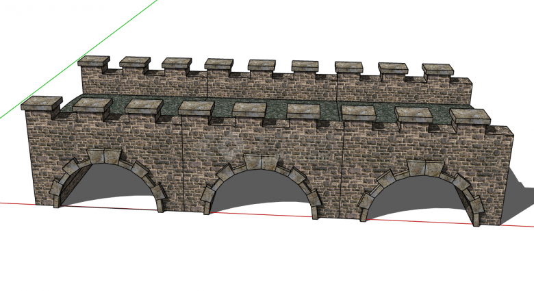 复古城墙造型拱桥的SU模型-图一