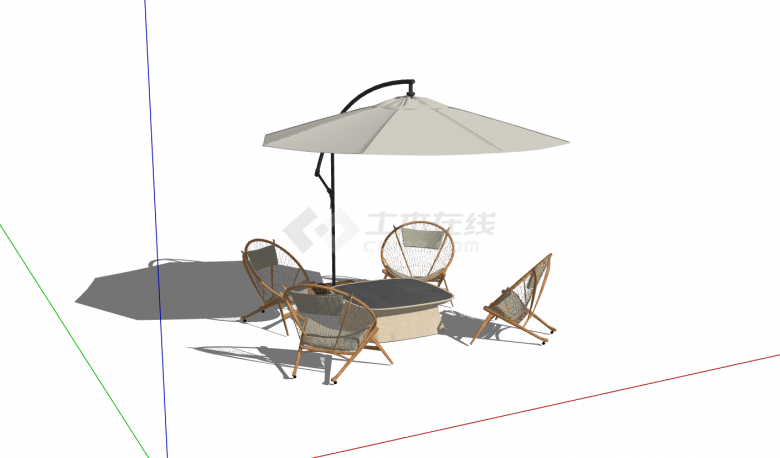 简约休闲户外桌椅的SU模型-图二