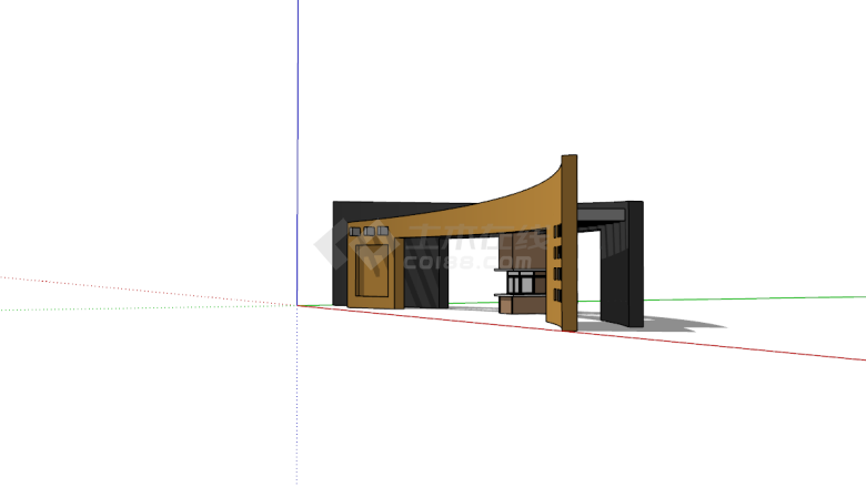 私立学校大门入口SU模型设计-图二