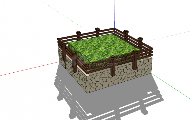 日式方形树池SU模型设计-图一