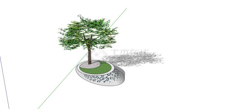 中式石砌创意树池su模型-图二