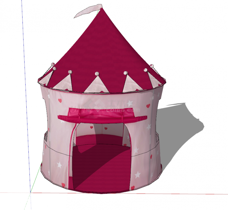 现代粉色系可爱系帐篷su模型-图一