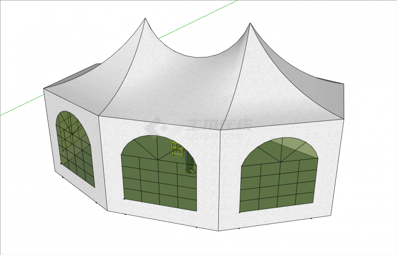 豪华多边形SU帐篷模型-图二