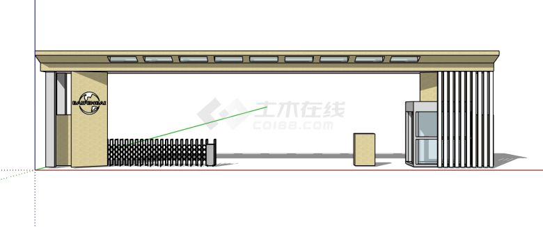 高端大气厂区学校大门入口SU模型-图一