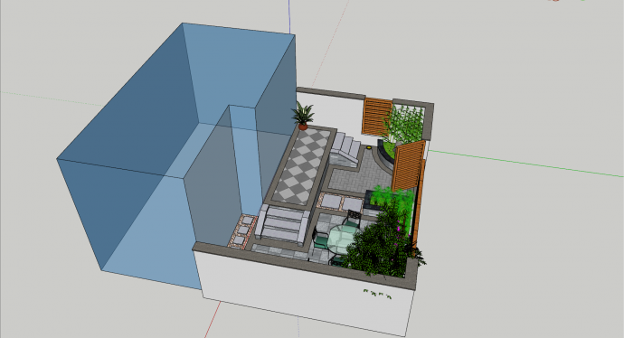 自带花园庭院的小型住宅su模型_图1