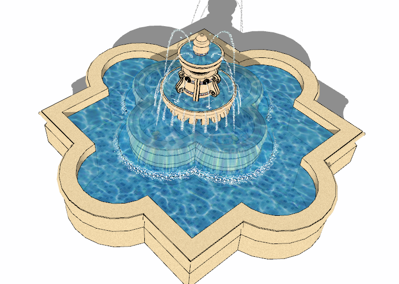欧式水钵水景喷泉su模型-图一