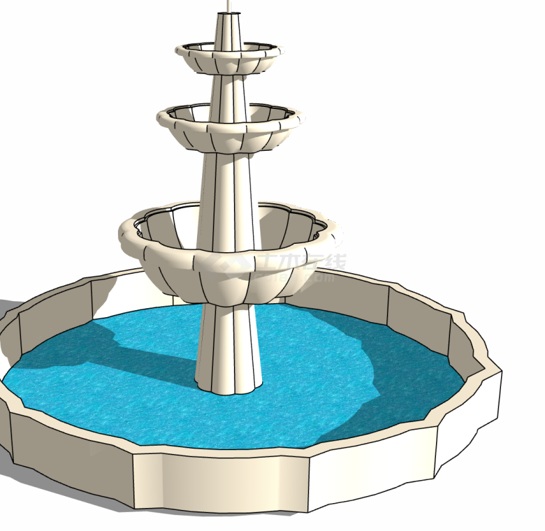 四层渐变式简约喷泉su模型-图二