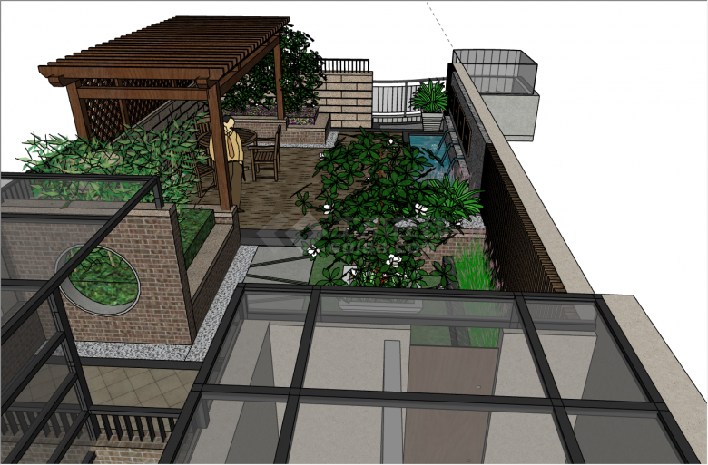 大型新中式庭院花园su模型 -图一