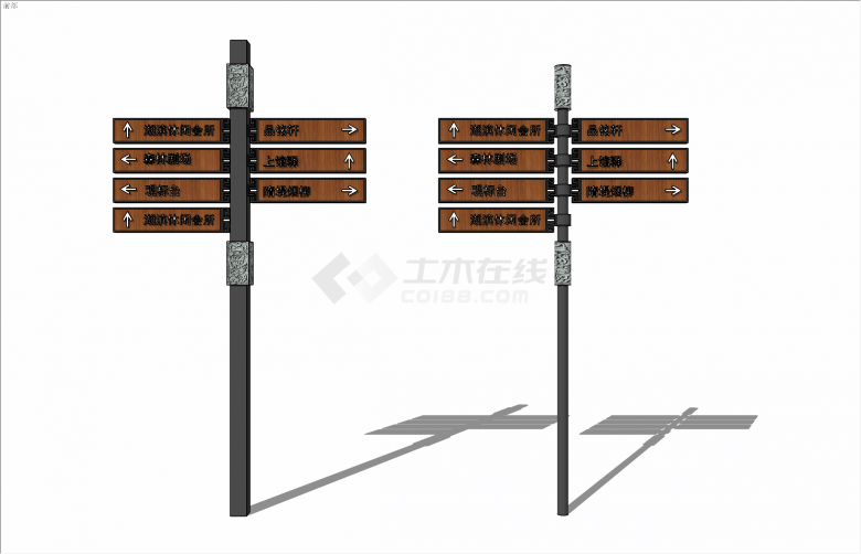 仿古中式风格入口标识su模型-图二