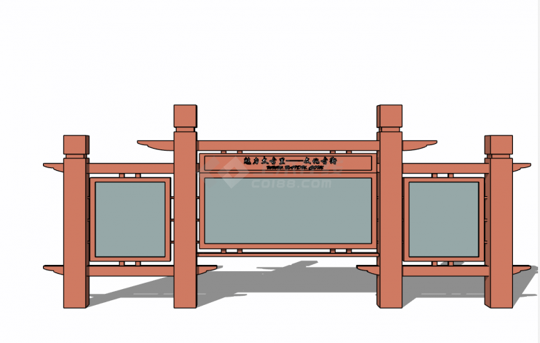 中型文化古街式入口标识su模型-图二