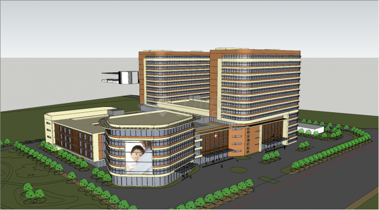 现代建筑医院大楼设计方案su模型-图二