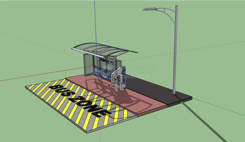 小型公交车站SU模型设计-图二