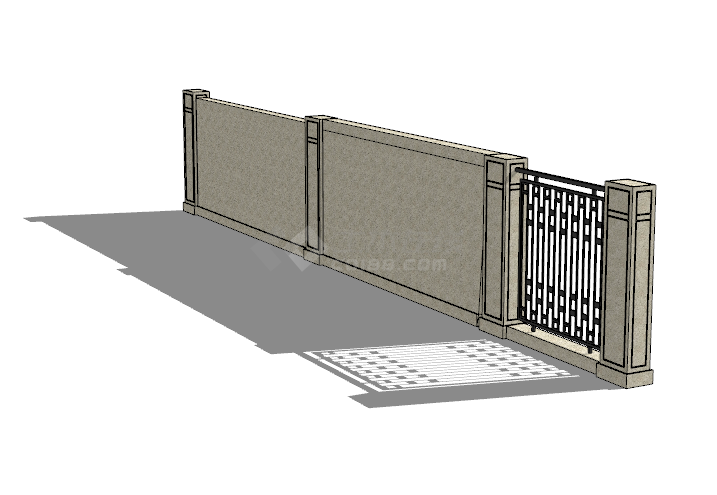欧式古典方正简约栅栏围墙su模型-图二