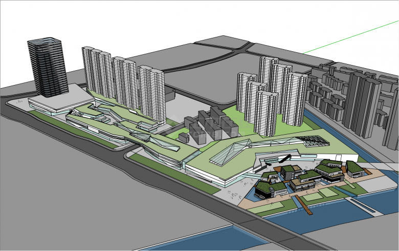 超大规模新颖现代风格城市规划su模型-图二