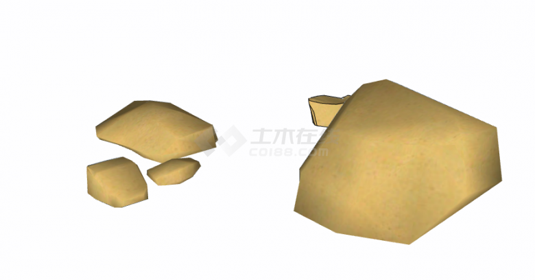 黄色简约的假山置石su模型-图一