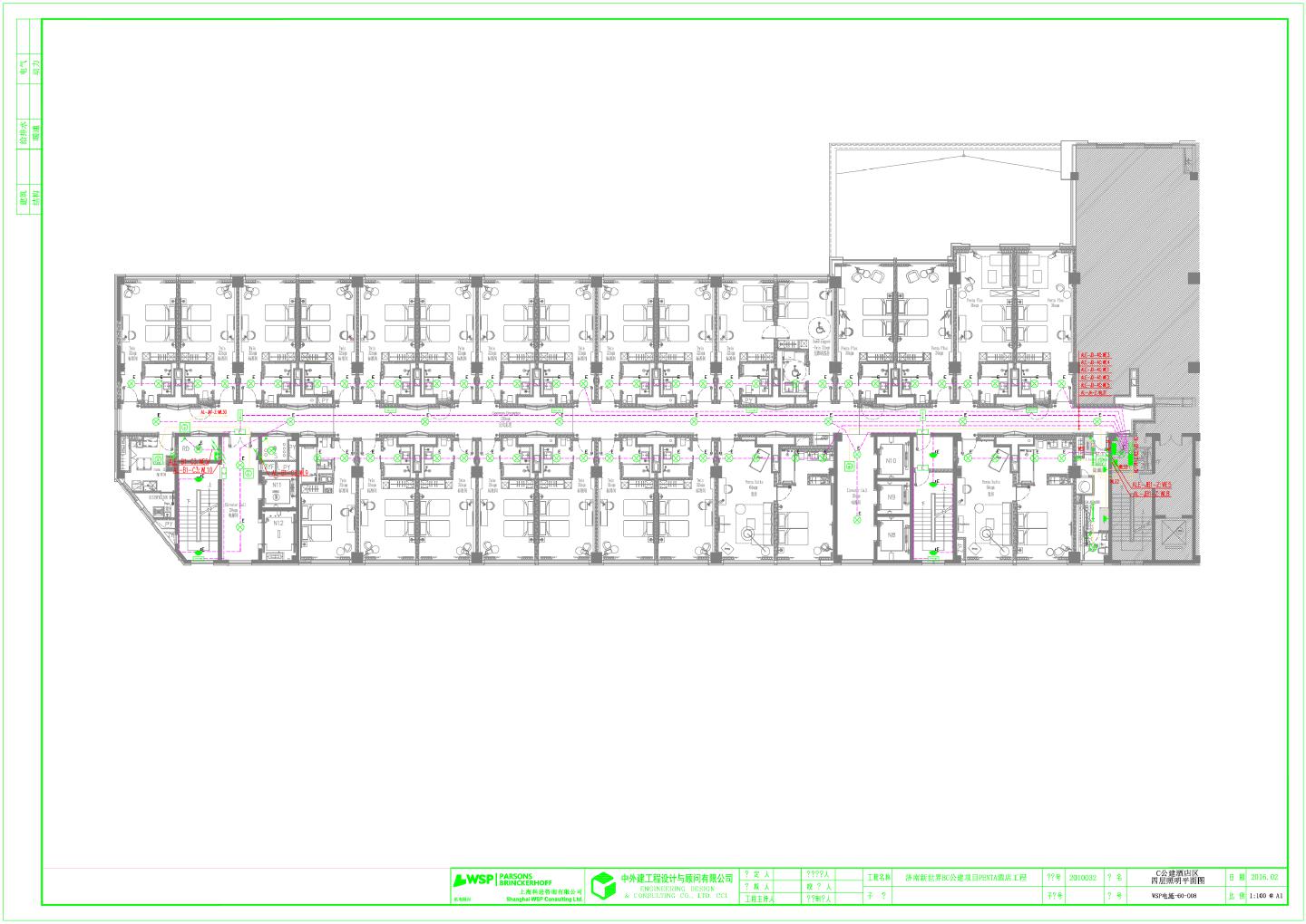 酒店工程四层照明平面图CAD