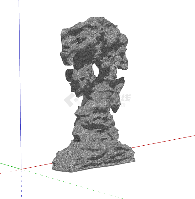 灰色艺术感的假山置石su模型-图二