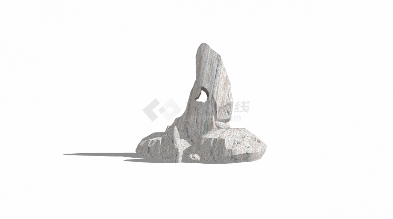 现代米色不规则形镂空假山置石su模型-图二