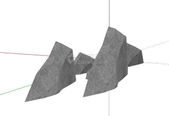 灰色山体状假山置石su模型-图二