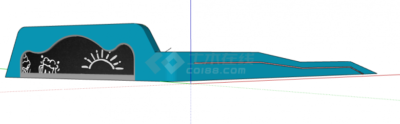 蓝色可爱儿童互动景墙SU模型-图一
