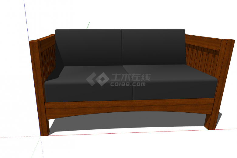 中式红木黑垫沙发家具su模型-图一